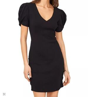 Sundays Black Ribbed Side Ruched Mini Dress Women's Size XS